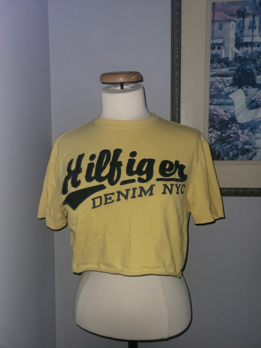 Tommy Hilfiger Yellow Cropped 'Hilfiger Denim NYC' Tee